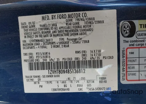 2008 Ford Mustang V6 Deluxe/V6 Premium from USA, damaged, VIN 1ZVHT80N485136812